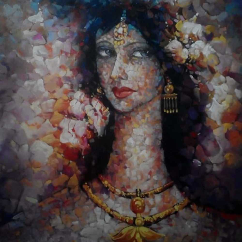 Abstract face oil paint on canvas